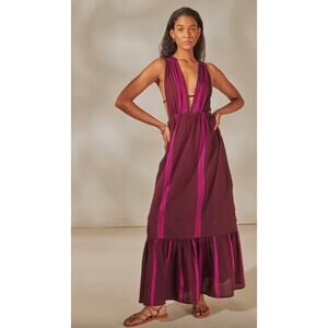 Lemlem Lelisa V-Neck Dress in Jordanos Burgundy